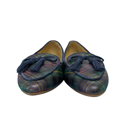 Talbots Francesca Tie Tassel Driving Moccasins Tartan Plaid Leather Womens 7