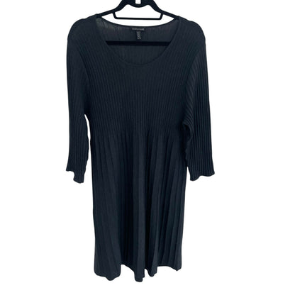 Eileen Fisher Pure Wool Knit Scoop Neck Pleated Sweater Dress Gray Womens XL