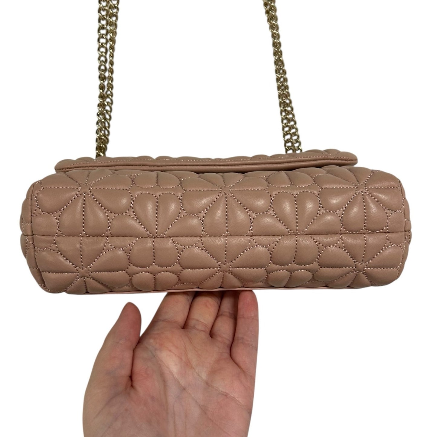 Kate Spade Flapper Pink Leather Bloom Quilted Small Flap Chain Shoulder Bag