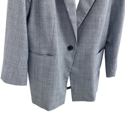 Talbots Spring Glen Plaid Blazer Jacket Blue White Womens Plus Size 16