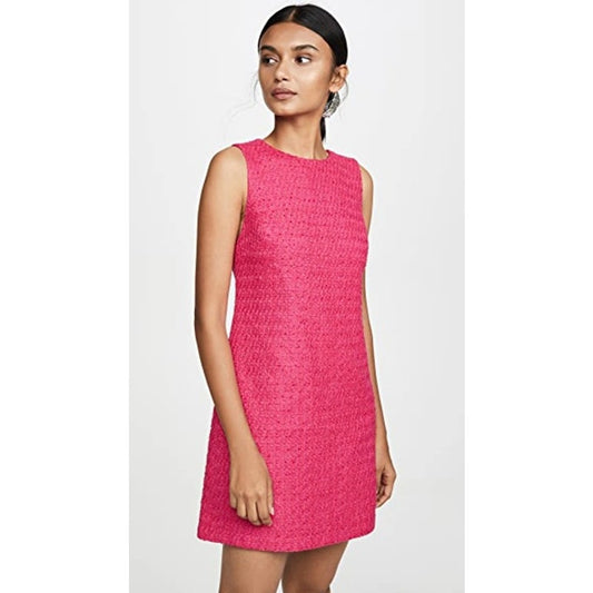 NWT Alice + Olivia Bright Pink Clyde Sleeveless A Line Mini Shift Dress Womens 2