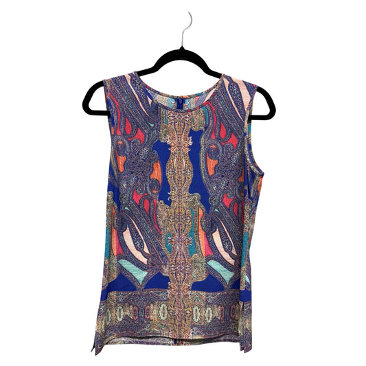 St. John Multi Color Paisley Print Sleeveless Round Neck Tank Top Womens Petite