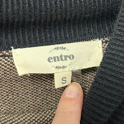Entro Black Tan Cowboy Hat Print Mock Neck Pullover Sweater Womens Size Small