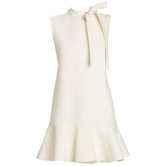 NWT Valentino Sleeveless Bow Neck Tie Shift Dress Cream Womens 38 / US 2