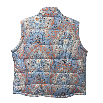 NWT Gretchen Scott Puffer Vest Pleasantly Imari Blue Orange Size Goddess / XXL