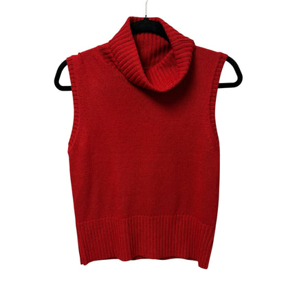 NWT Veronica Beard Crimson Red Mazzy Cashmere Turtleneck Shell Womens Size Small