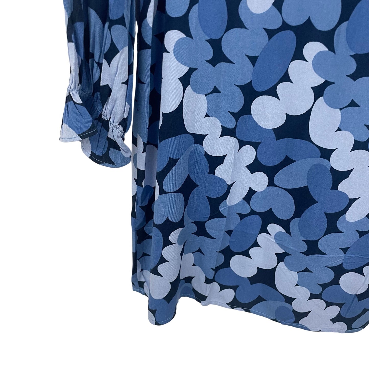 Compania Fantastica Long Sleeve Blue Abstract Print Shift Dress Womens Small