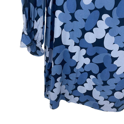 Compania Fantastica Long Sleeve Blue Abstract Print Shift Dress Womens Small