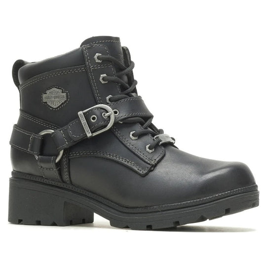 Harley Davidson Tegan Lace Up Motorcycle Boot in Black Leather Womens Size 9