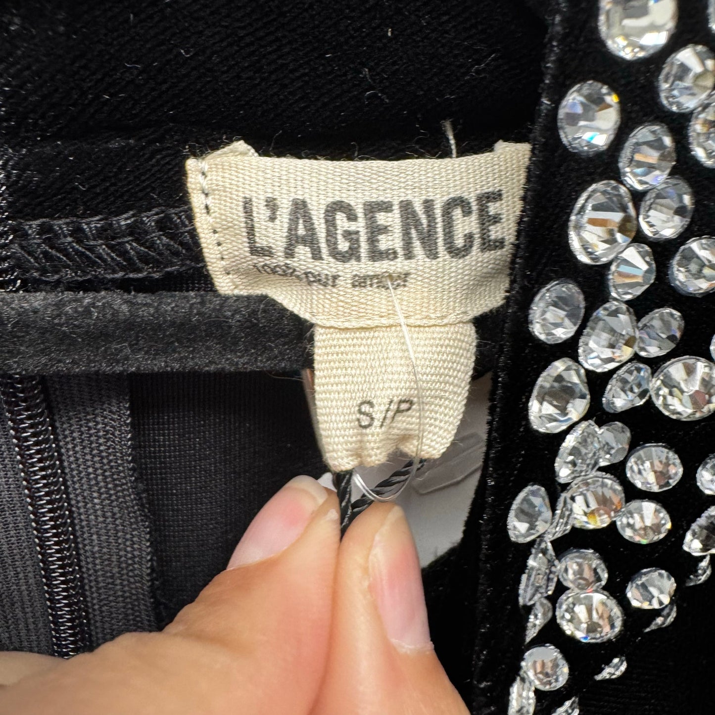 NWT L’Agence Black Madelyn Crystal-Embellished Mock Neck Sleeveless Top Small