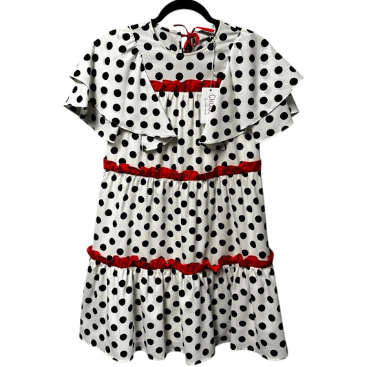 NWT Crosby White Black Polka Dot Flutter Sleeve Bella Dress Womens X-Small