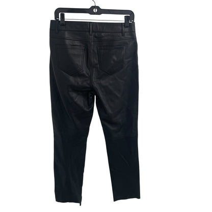 NWT Ecru Black Leather Straight Leg High Waist Hudson Pant Womens Size 4