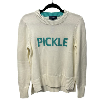 Renwick Ivory Caribe Pickle Long Sleeve Pullover Crewneck Sweater Womens Small