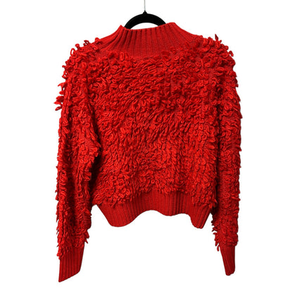 NWT Maeve Red Callahan Mock Neck Loop Stitch Acrylic Sweater Womens Small