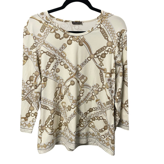 J. McLaughlin Chain Print Cream Gold Catalina Cloth Top Womens XL AS IS