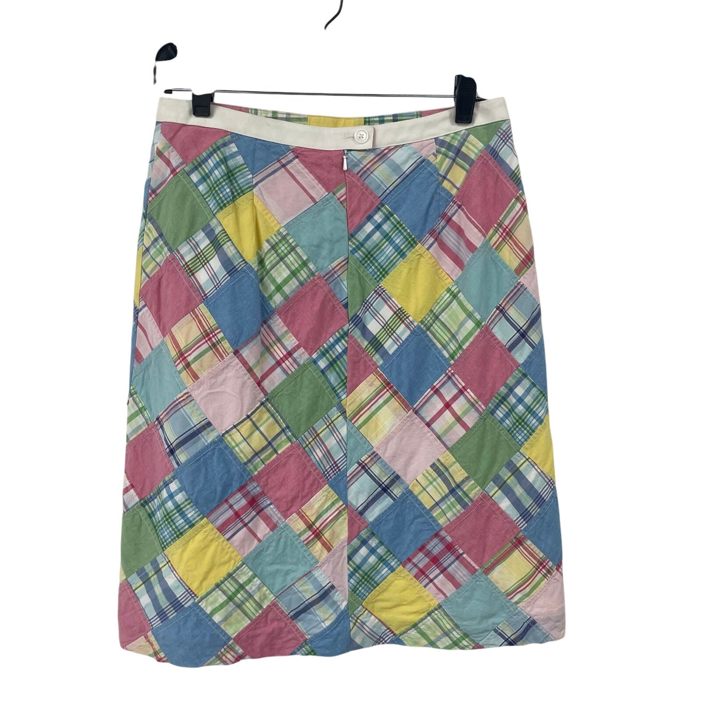 Brooks Brothers Multicolor Pastel Patchwork Madras Plaid Knee Skirt Womens 6
