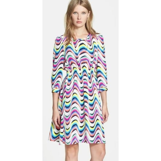 Kate Spade Multicolor 3/4 Sleeve Silk Blend Zari Dress Womens 2